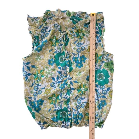 Y2K Old Navy M Floral Top Pistachio Green Butter Yellow Baby Doll Spring - Picture 4 of 7